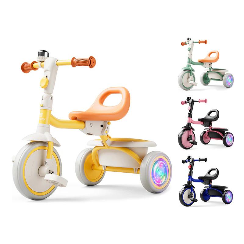 Tricycle évolutif 3-en-1 Besrey pour enfants – Roues lumineuses LED – Siège ergonomique – Dès 18 mois