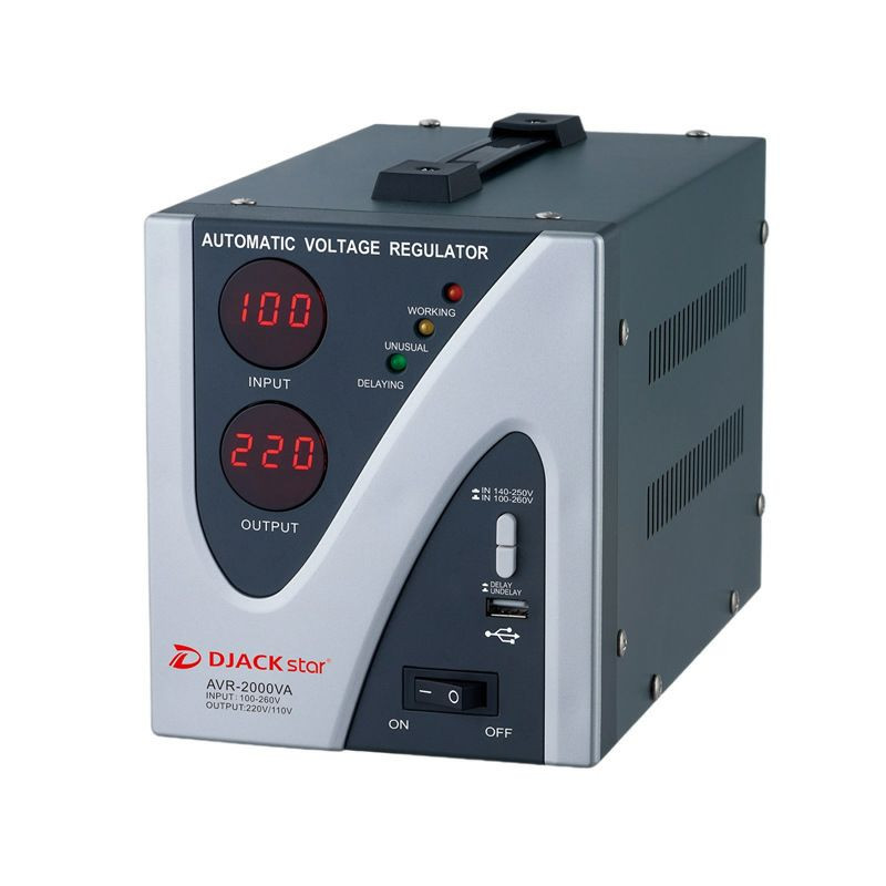 Stabilisateur régulateur de tension automatique (AVR), spécifiquement le modèle DJACK star AVR-2000VA