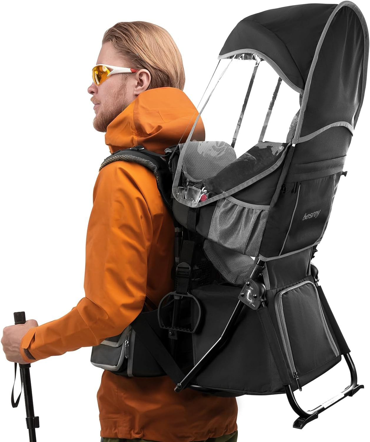 besrey Sac à dos de transport pour bébé, porte-enfant ergonomique, sac à dos de randonnée sûr pour tout-petits avec grand espace de rangement, siège enfant rembourré réglable